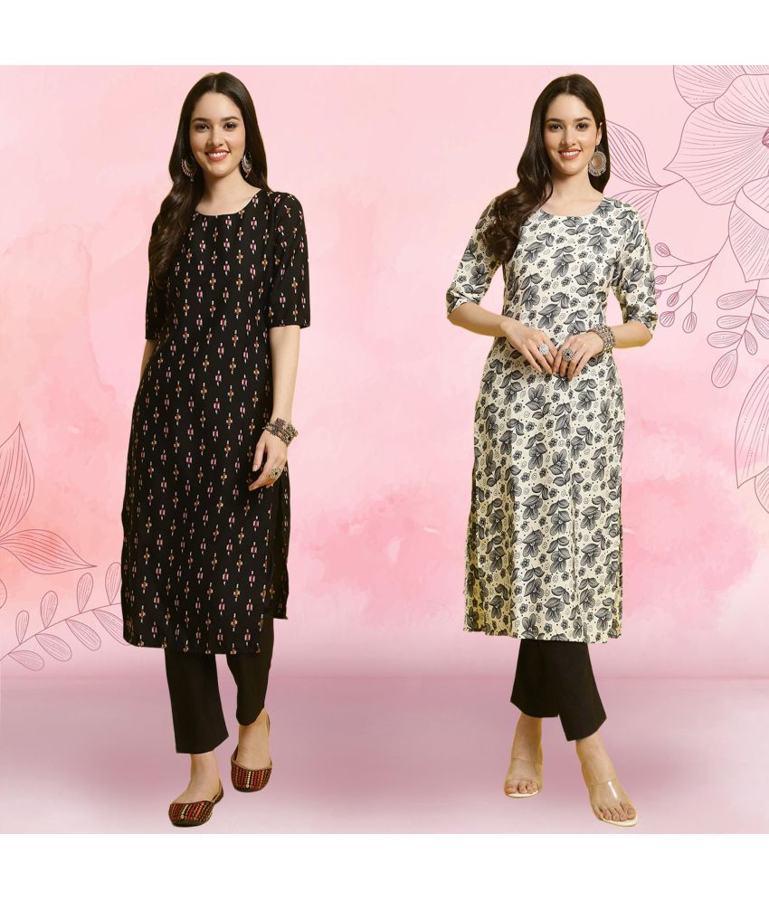     			Ethnicbasket Crepe Printed Kurti With Pants Women's Stitched Salwar Suit - Grey ( Pack of 2 )