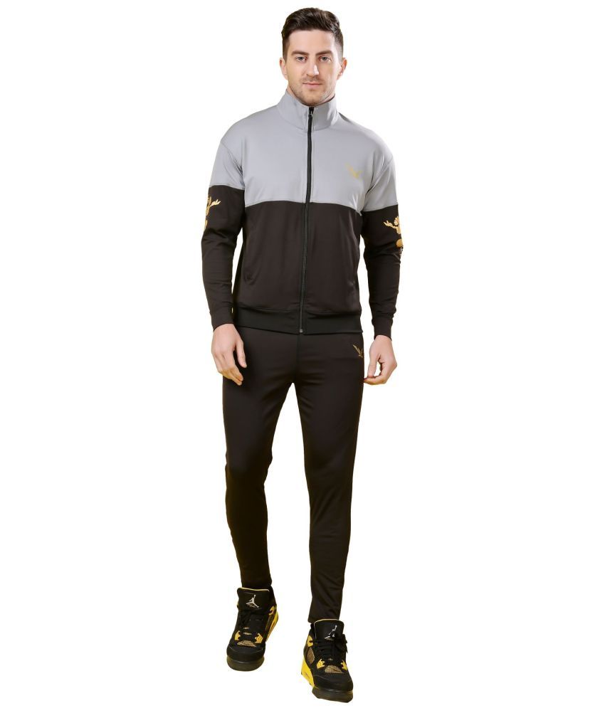     			yellow tree Black Polyester Relaxed Fit Men's Tracksuit ( Pack of 1 )