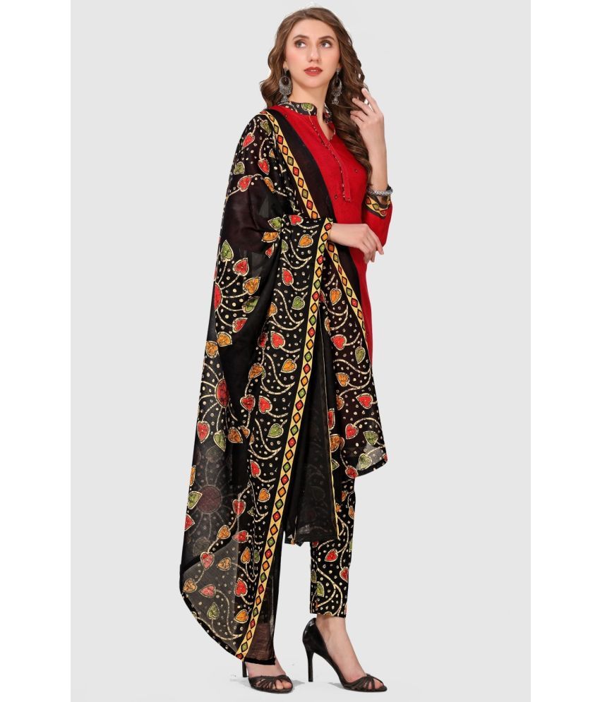     			Rajnandini Unstitched Cotton Blend Printed Dress Material - Red ( Pack of 1 )