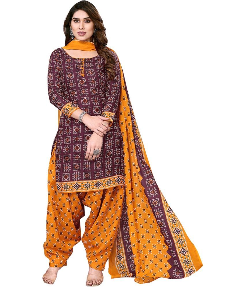     			Rajnandini Unstitched Cotton Blend Printed Dress Material - Maroon ( Pack of 1 )