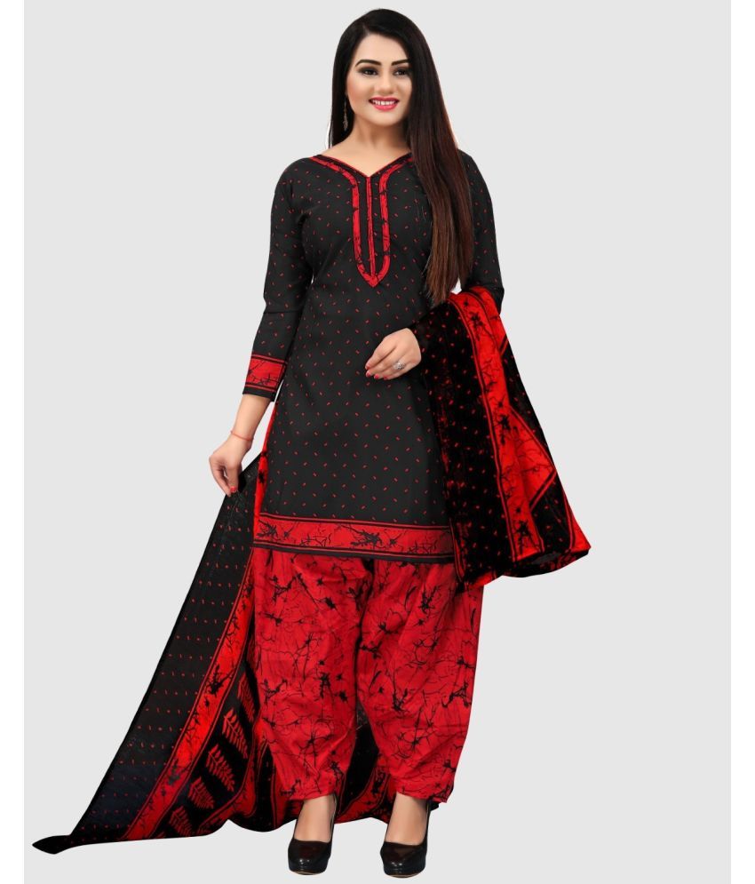     			Rajnandini Unstitched Cotton Blend Printed Dress Material - Black ( Pack of 1 )