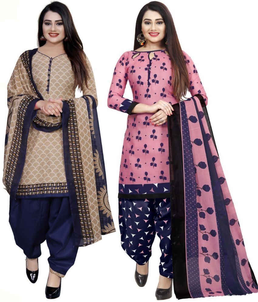     			Rajnandini Unstitched Cotton Blend Printed Dress Material - Multicolor ( Pack of 2 )