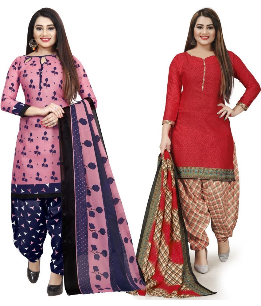     			Rajnandini Unstitched Cotton Blend Printed Dress Material - Multicolor ( Pack of 2 )