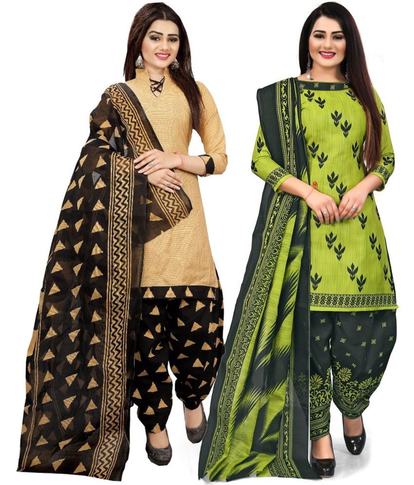     			Rajnandini Unstitched Cotton Blend Printed Dress Material - Multicolor ( Pack of 2 )