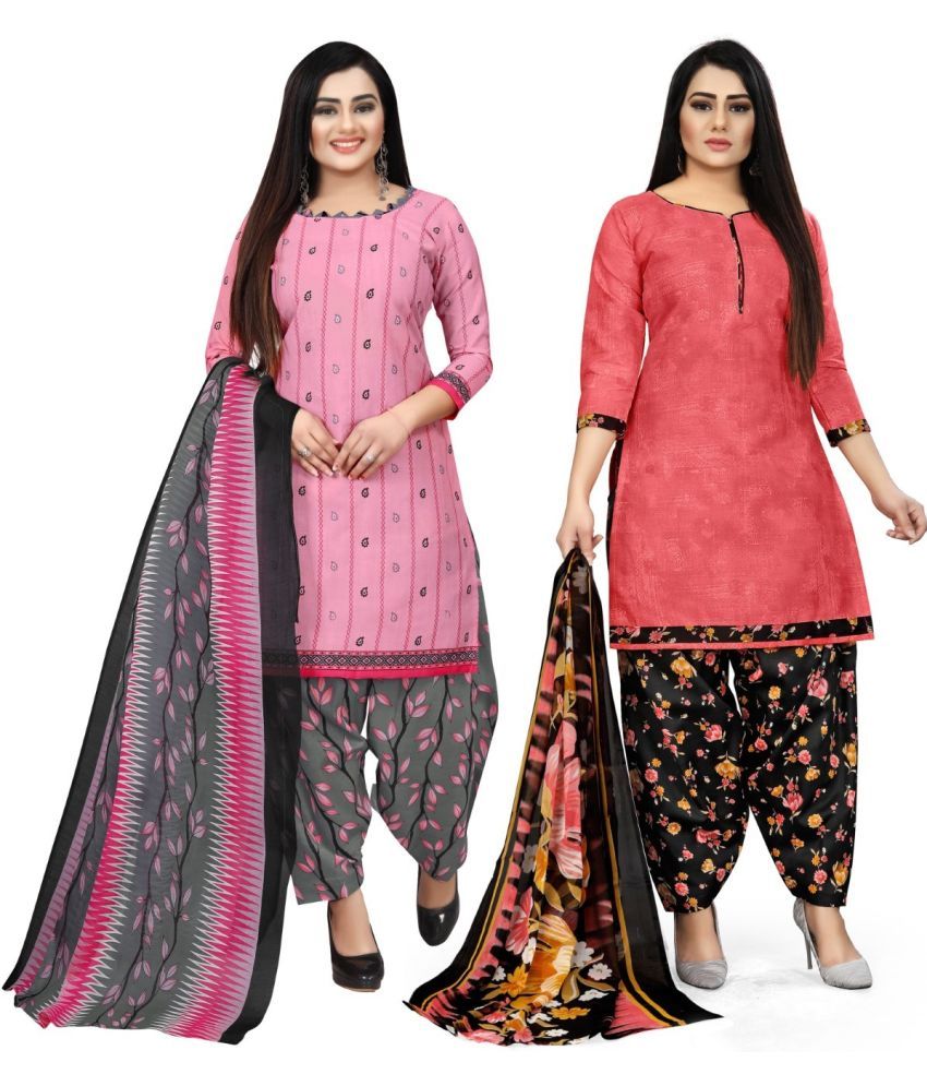     			Rajnandini Unstitched Cotton Blend Printed Dress Material - Multicolor ( Pack of 2 )