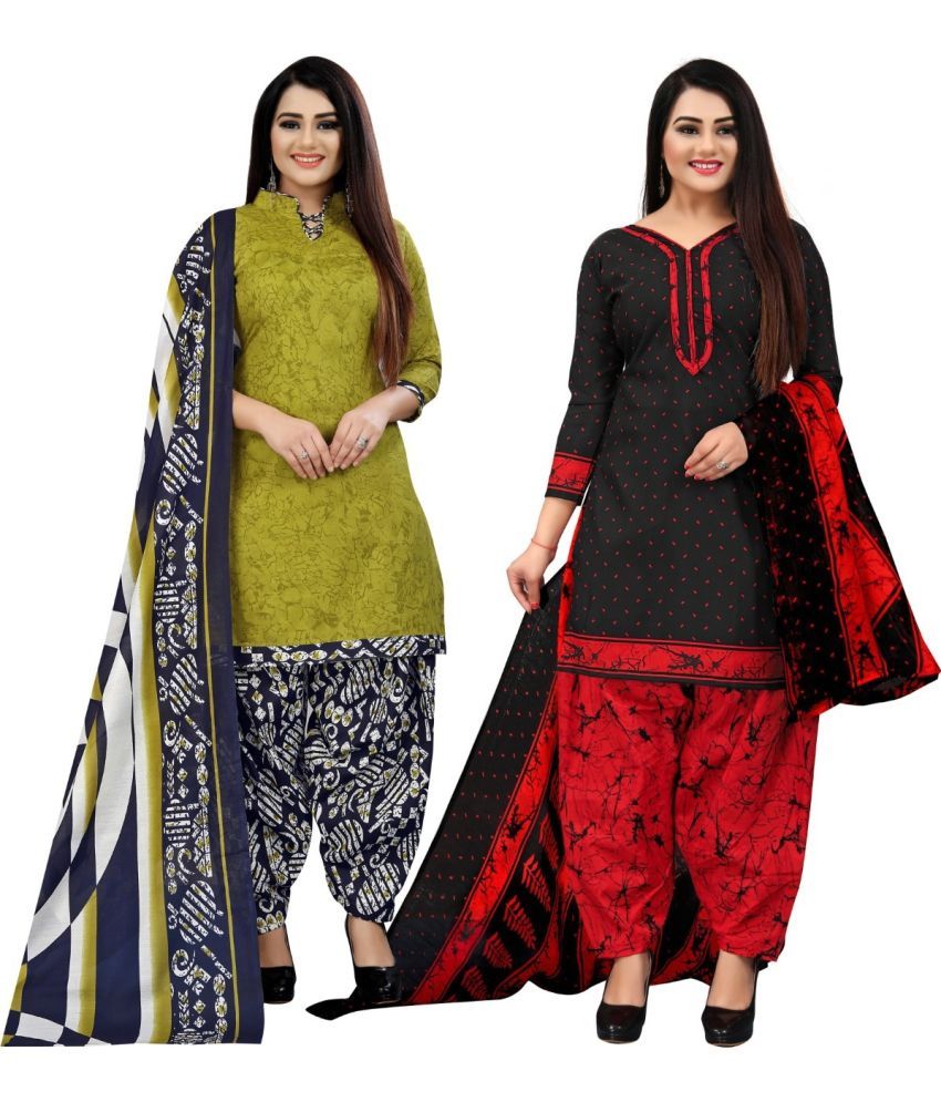     			Rajnandini Unstitched Cotton Blend Printed Dress Material - Multicolor ( Pack of 2 )