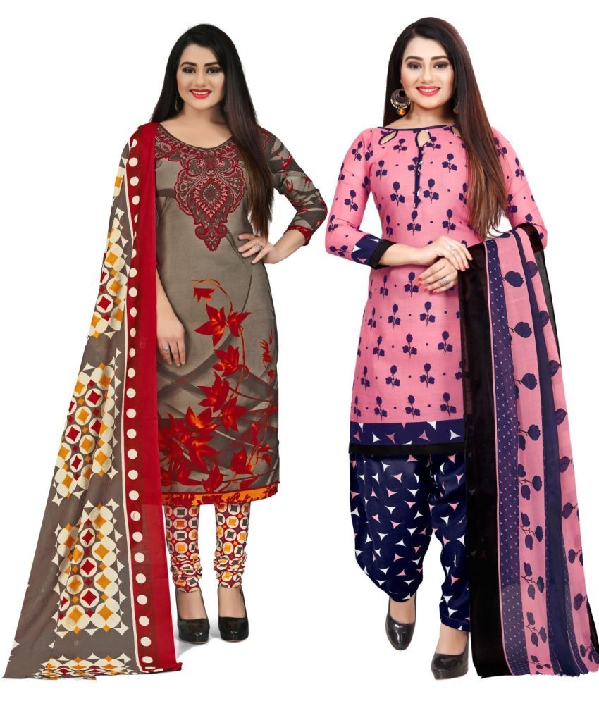     			Rajnandini Unstitched Cotton Blend Printed Dress Material - Multicolor ( Pack of 2 )