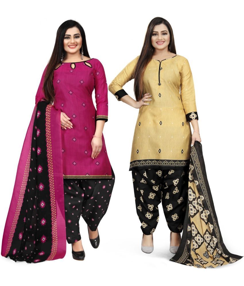     			Rajnandini Unstitched Cotton Blend Printed Dress Material - Multicolor ( Pack of 2 )