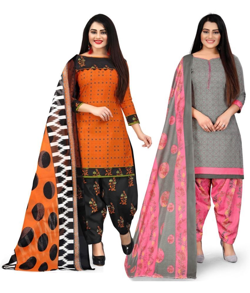     			Rajnandini Unstitched Cotton Blend Printed Dress Material - Multicolor ( Pack of 2 )