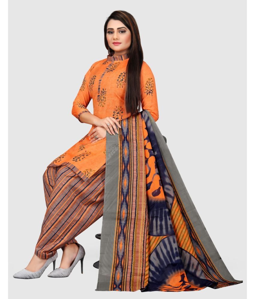     			Rajnandini Unstitched Cotton Printed Dress Material - Orange ( Pack of 1 )