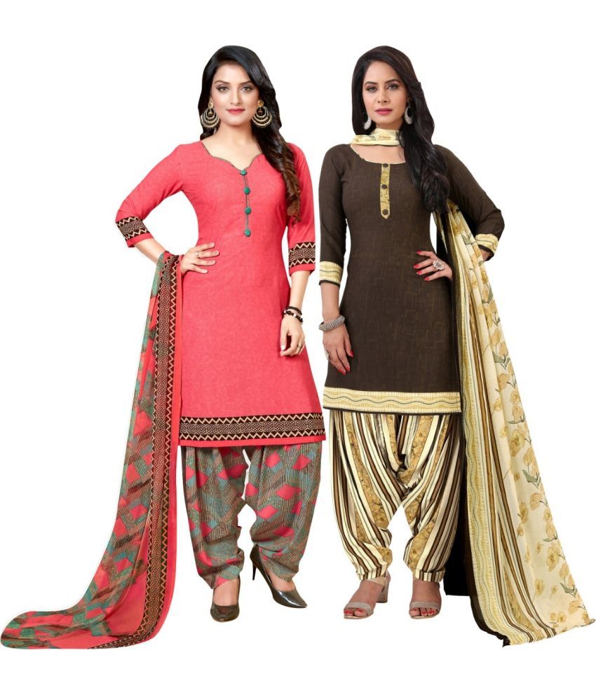     			Rajnandini Unstitched Crepe Printed Dress Material - Multicolor ( Pack of 2 )