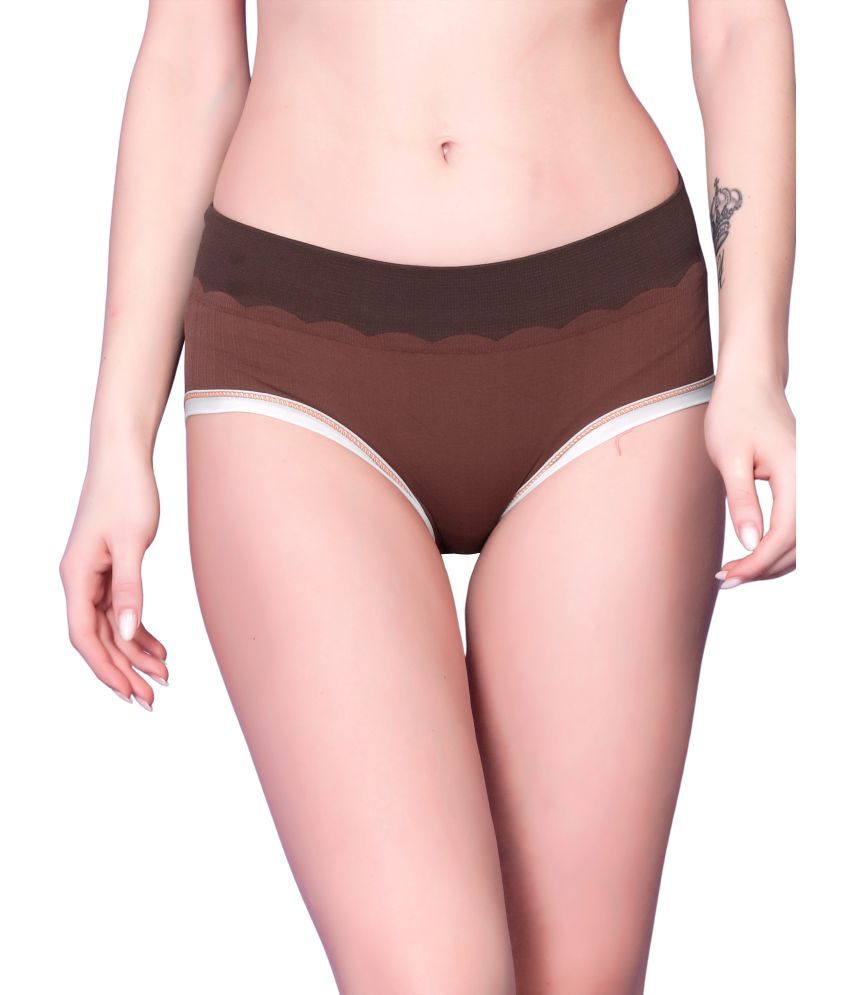     			3Mads Pack of 1 Nylon Hipster For Women ( Brown )