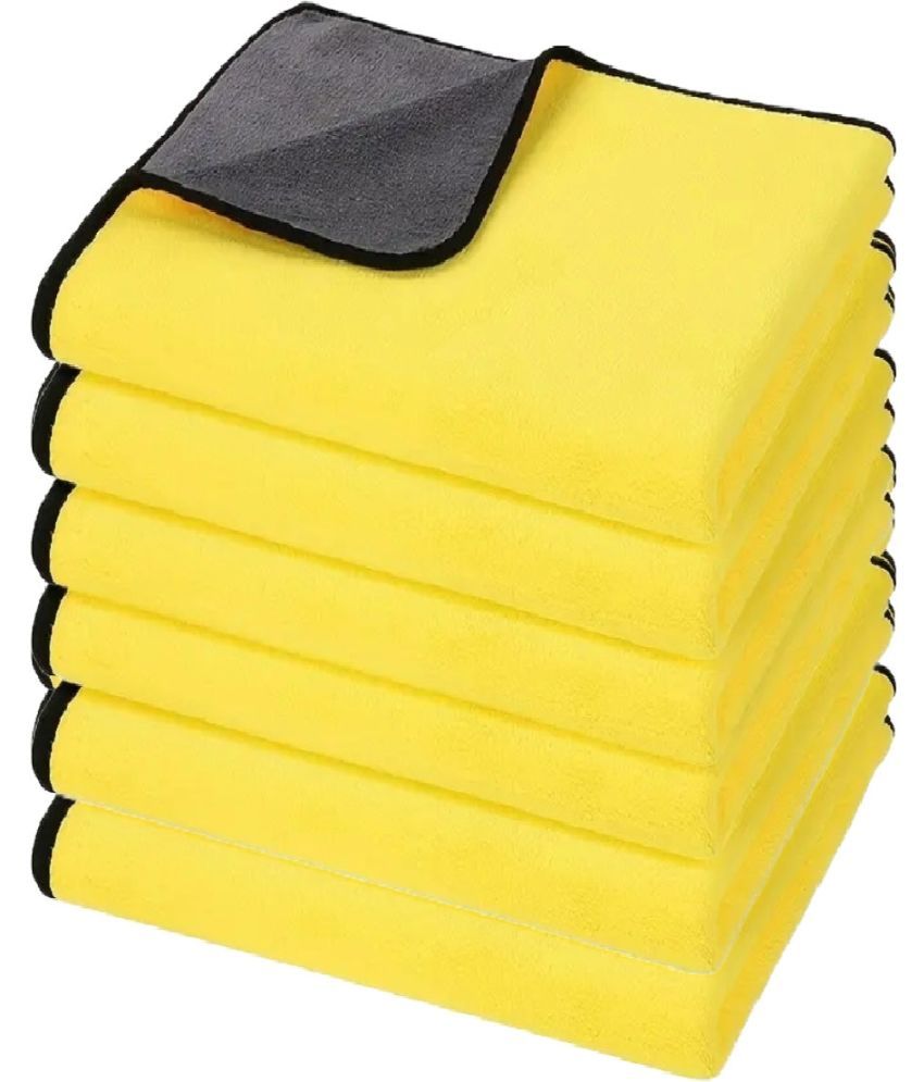     			Caronix Yellow 600 GSM Microfiber Cloth For Automobile ( Pack of 6 )