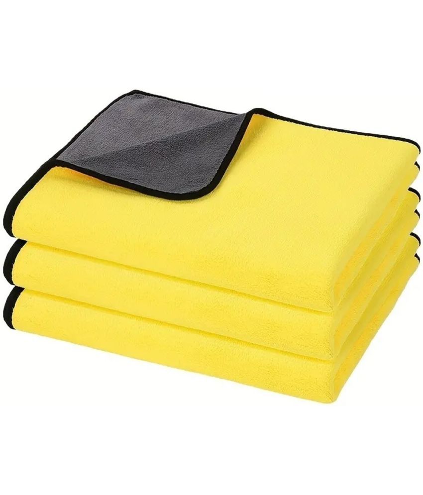     			Caronix Yellow 600 GSM Microfiber Cloth For Automobile ( Pack of 3 )