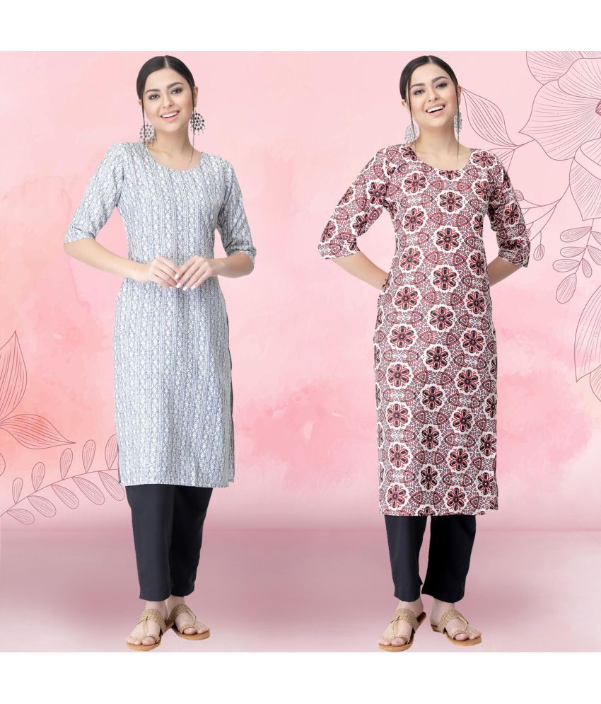     			Ethnicbasket Crepe Printed Kurti With Pants Women's Stitched Salwar Suit - Pink ( Pack of 2 )