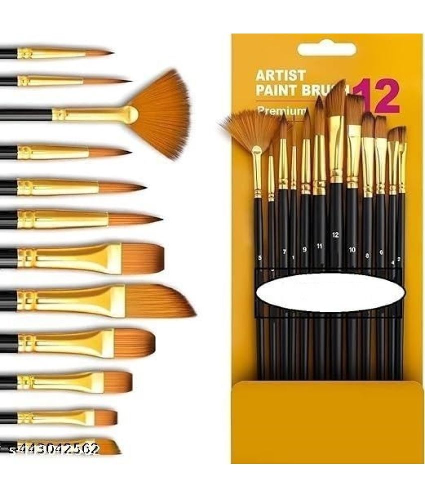     			FREEDY Craft Painting Brushes Set of 12 Professional Round Pointed Tip Nylon Hair Artist Acrylic Paint Brush for Acrylic/Watercolor/Oil Painting