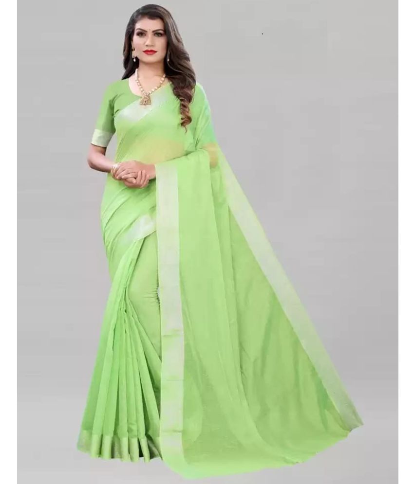     			Gullak Pack of 1 Chanderi Solid Saree With Blouse Piece ( Green )