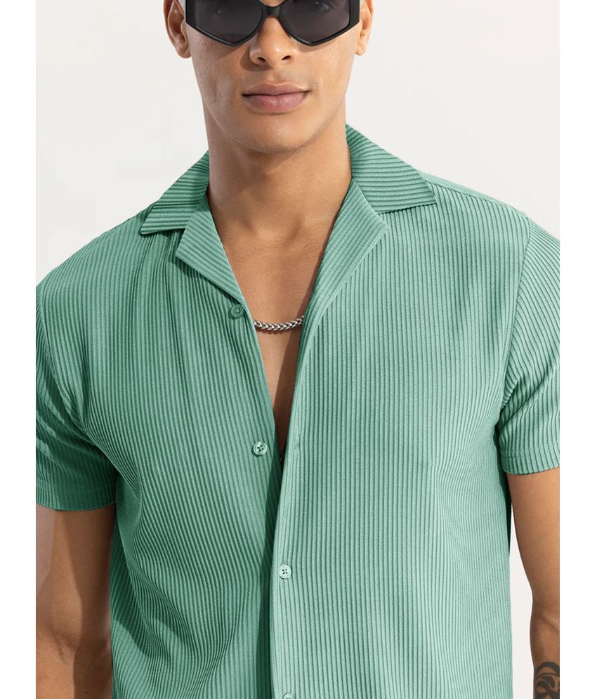     			HISCRAVES Polyester Regular Fit Self Design Half Sleeves Men's Casual Shirt - Green ( Pack of 1 )