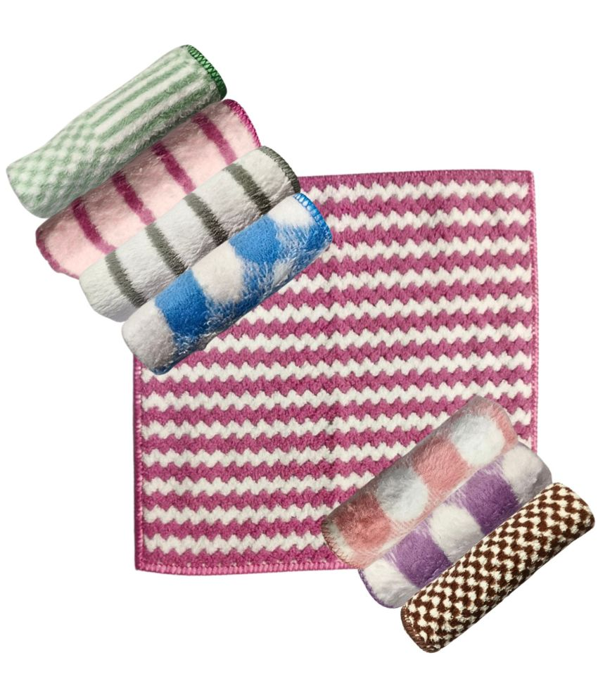     			KLEANSHINE Microfiber Small Rumal/Extra Soft and Super Face Towels (Random Designs & Color) (25 x 25 CM) Pack of 8