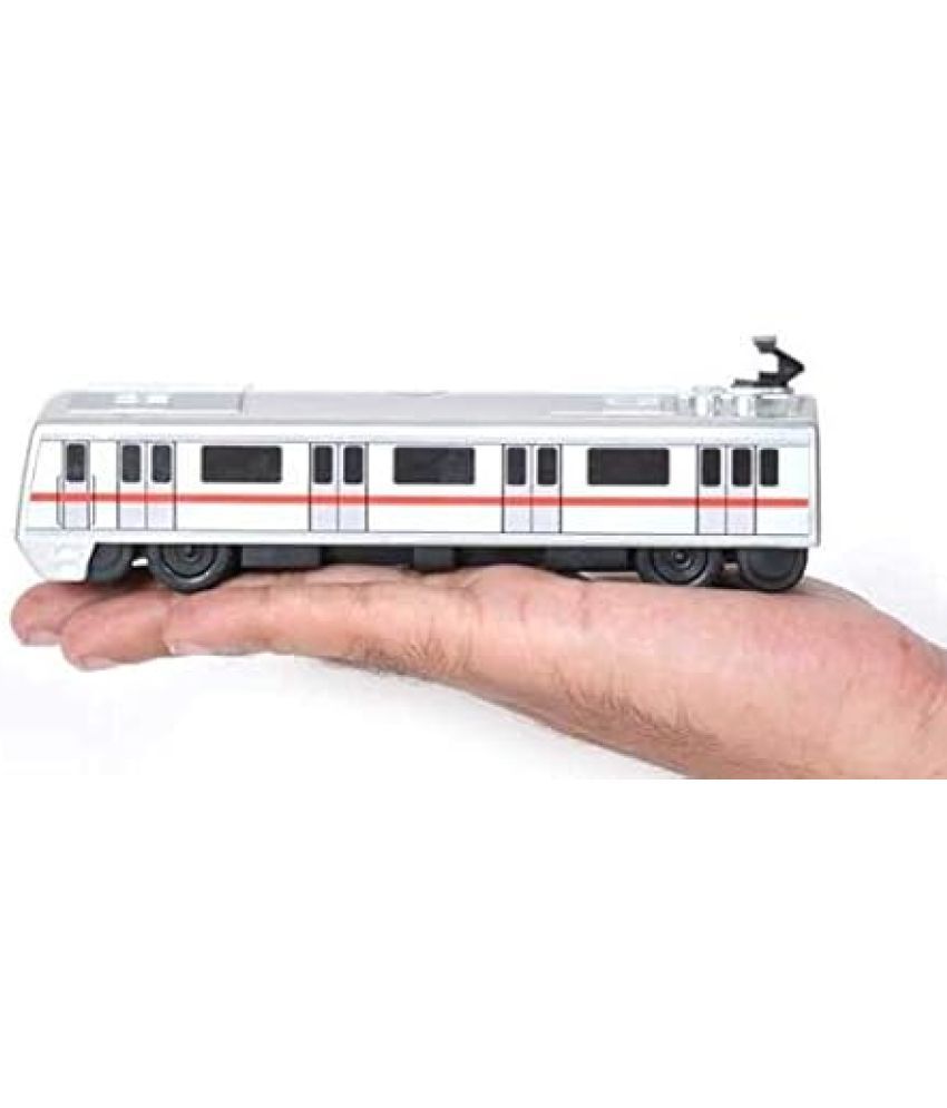     			Kid Made Of Non Toxic Plastic Toys Metro Train/Delhi Matro Toys, Pack Of 1, Pull Back Action Toys, With Soft Edges Around 15 Cm In Length & 100 Gram. Color Silver.