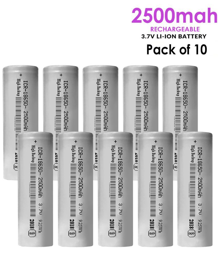     			Long backup Rechargeable 2500mah Li-ion Battery ( Pack of 10 ).