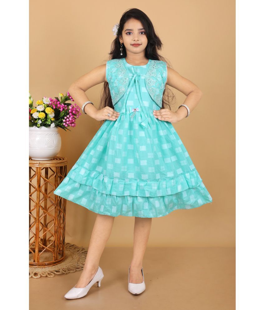     			M.MONGELADRESSES Cotton Frock For Girls ( Pack of 1 , Sky Blue )