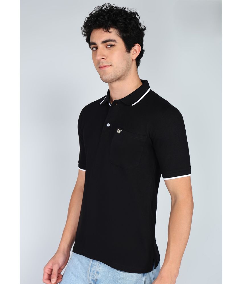     			M.S Mens Wear Pack of 1 Cotton Blend Regular Fit Solid Half Sleeves Men's Polo T Shirt ( Black )