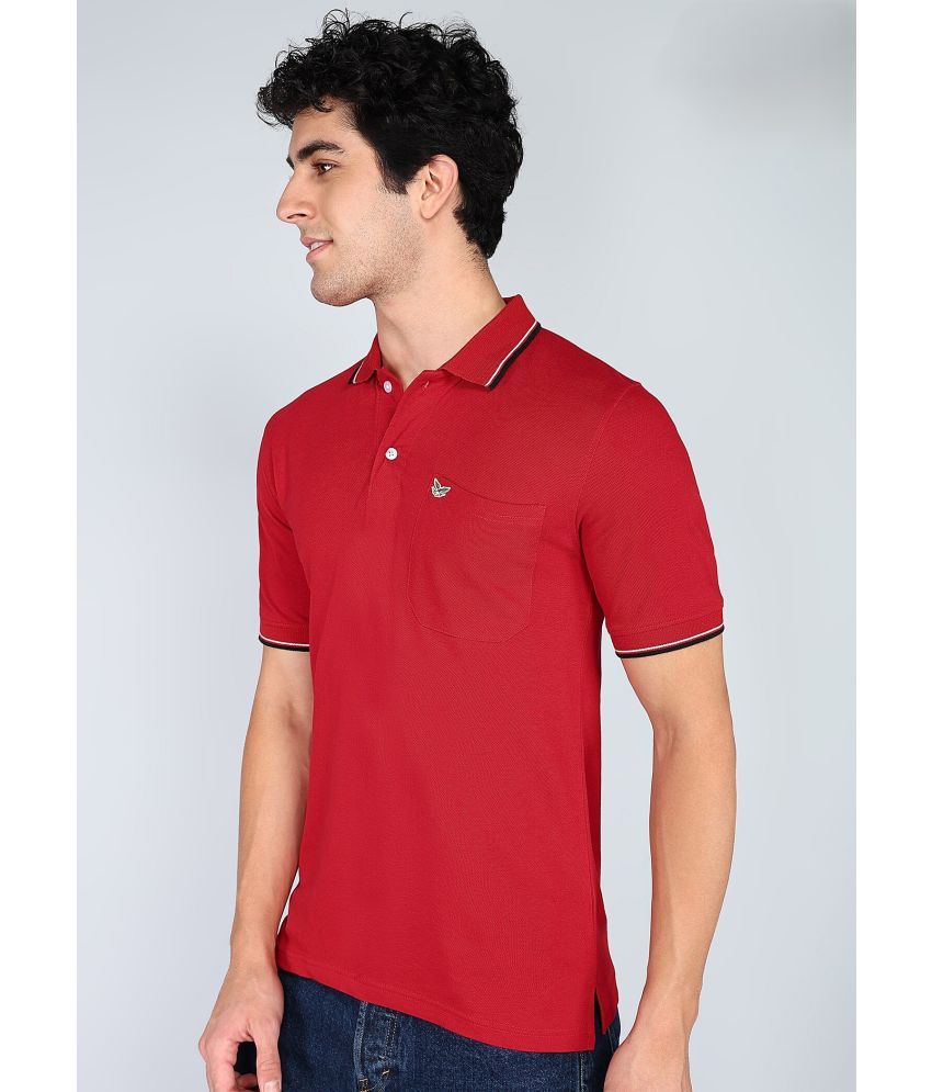     			M.S Mens Wear Pack of 1 Cotton Blend Regular Fit Solid Half Sleeves Men's Polo T Shirt ( Red )