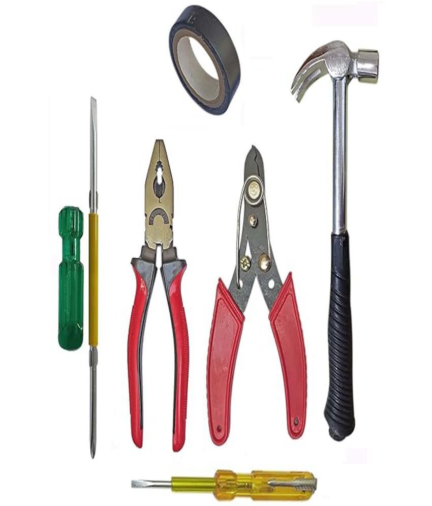     			MS AGROTECH   Combo set of 6-1 pcs. Combination Plier, 1 pcs. Wire striper, 1 pcs. Line Tester, 1 pcs 2in1 Screwdriver 1 pc Tape