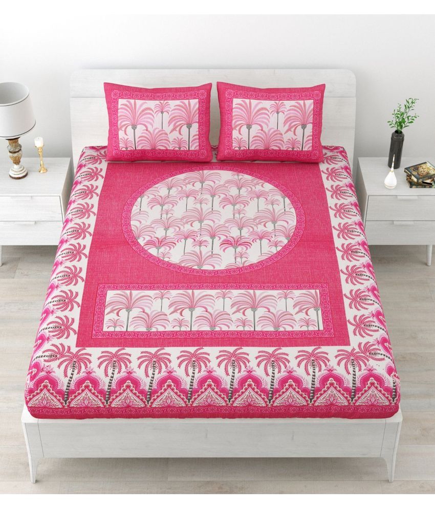     			Majestic Cotton 1 Double Bedsheet with 2 Pillow Covers ( Pink )