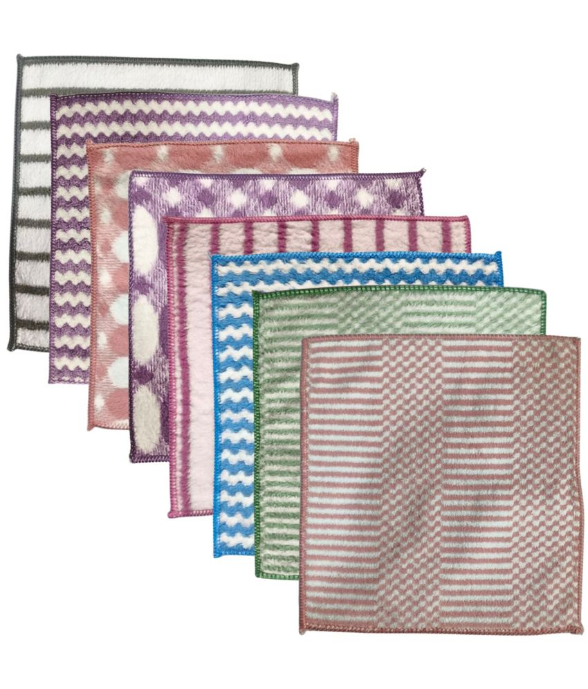     			Microfiber white small napkin size face towel (Random Designs & Color) (25 x 25 CM) Pack of 8