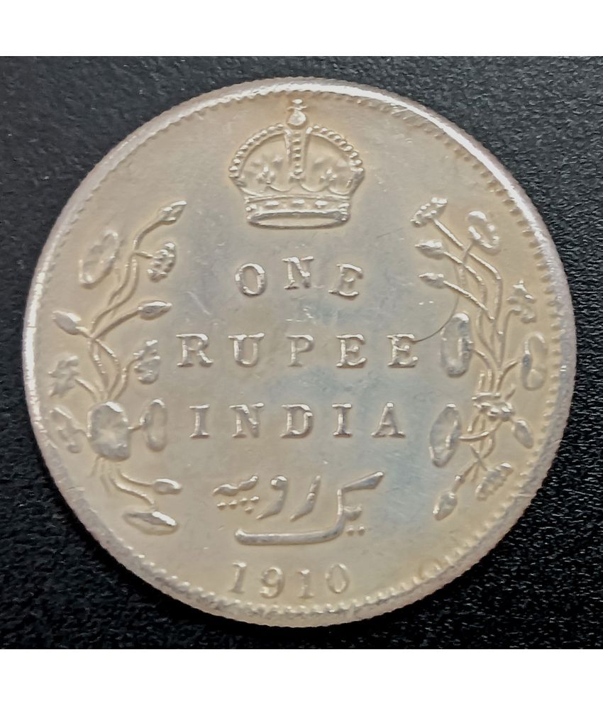     			One 1 Rupee 1910 Edward King Silver Coin