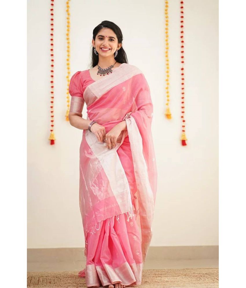     			Pheasant Pack of 1 Cotton Blend Woven Saree With Blouse Piece ( Magenta )