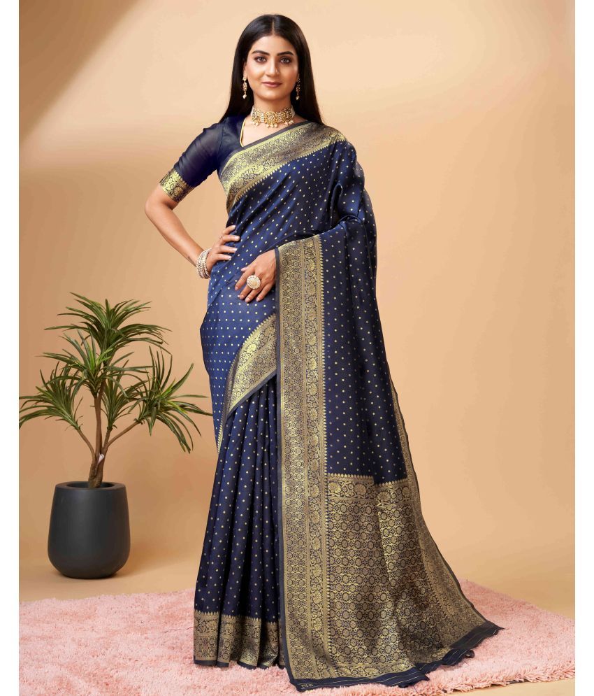     			Pheasant Pack of 1 Silk Blend Woven Saree With Blouse Piece ( Blue )