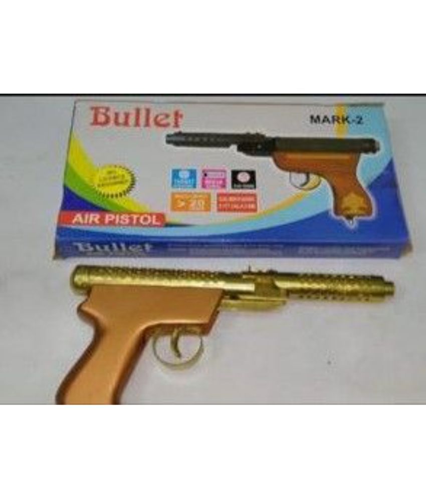     			SunTap Bullet-Mark2-Golden-Metal-Orange-Handle   -   Air Pistol Metal Gun / Bandook With Free 100 Pellets / Bullets