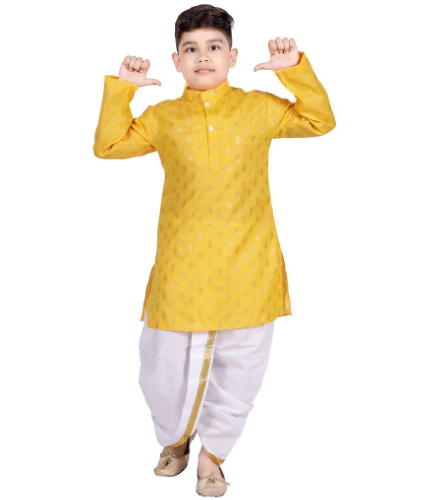     			s muktar garments Baby Boys Cotton Ethnic - Pattern Dhoti Kurta Set ( Yellow , Pack of 1 )