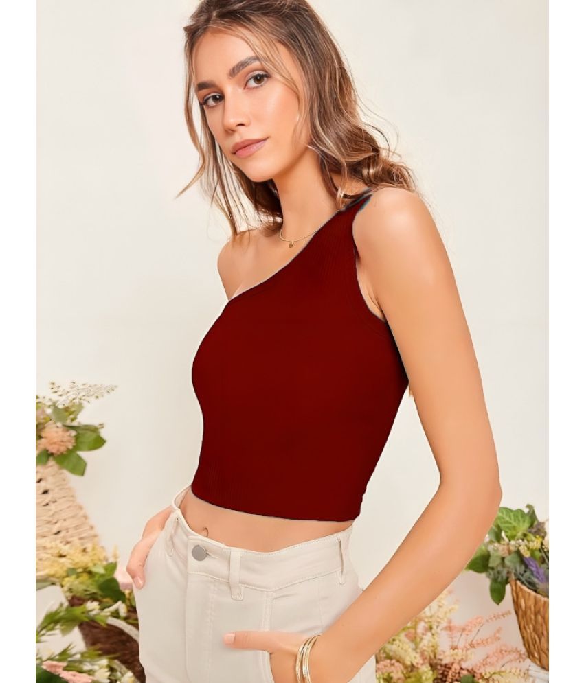     			Calm Down Maroon Crepe Women's Crop Top ( Pack of 1 )