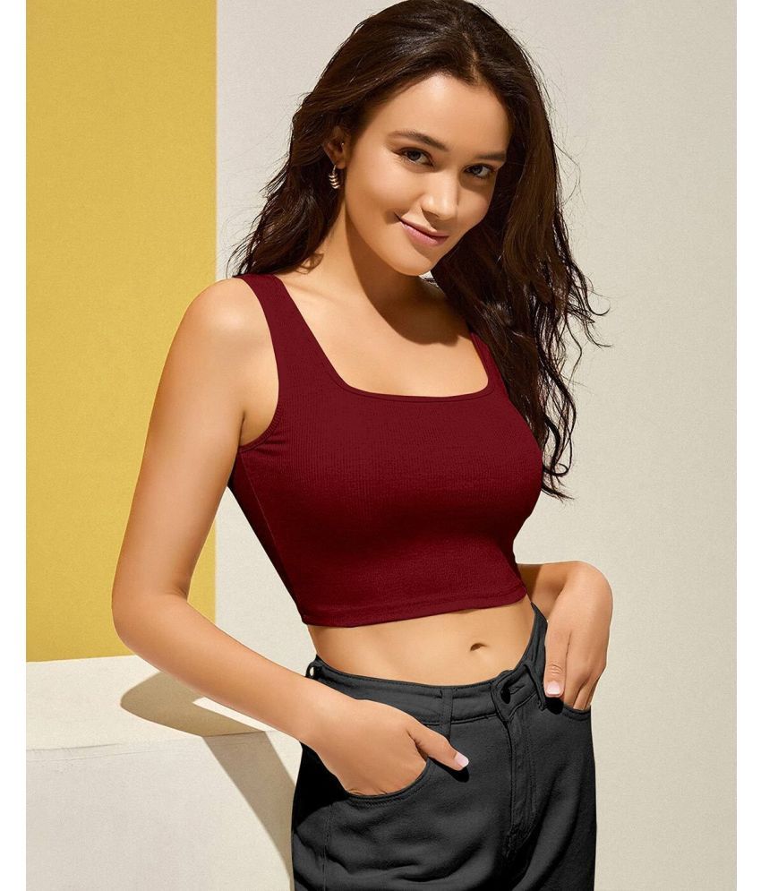     			Calm Down Maroon Crepe Women's Crop Top ( Pack of 1 )