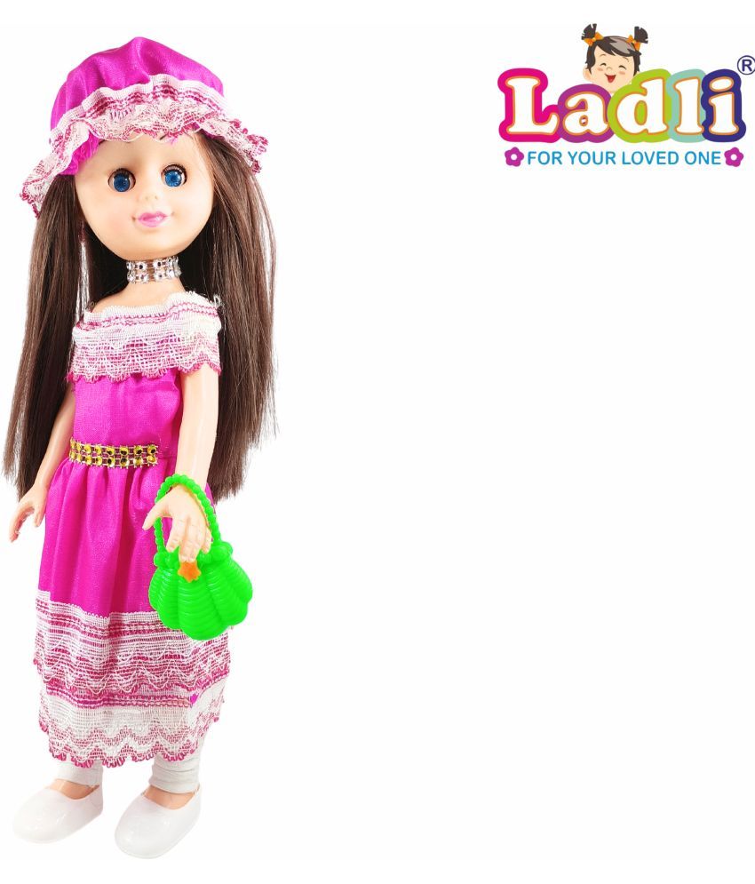     			Pink Dress Girl Doll in With Accessories For Kids Age 2 years & Above 714