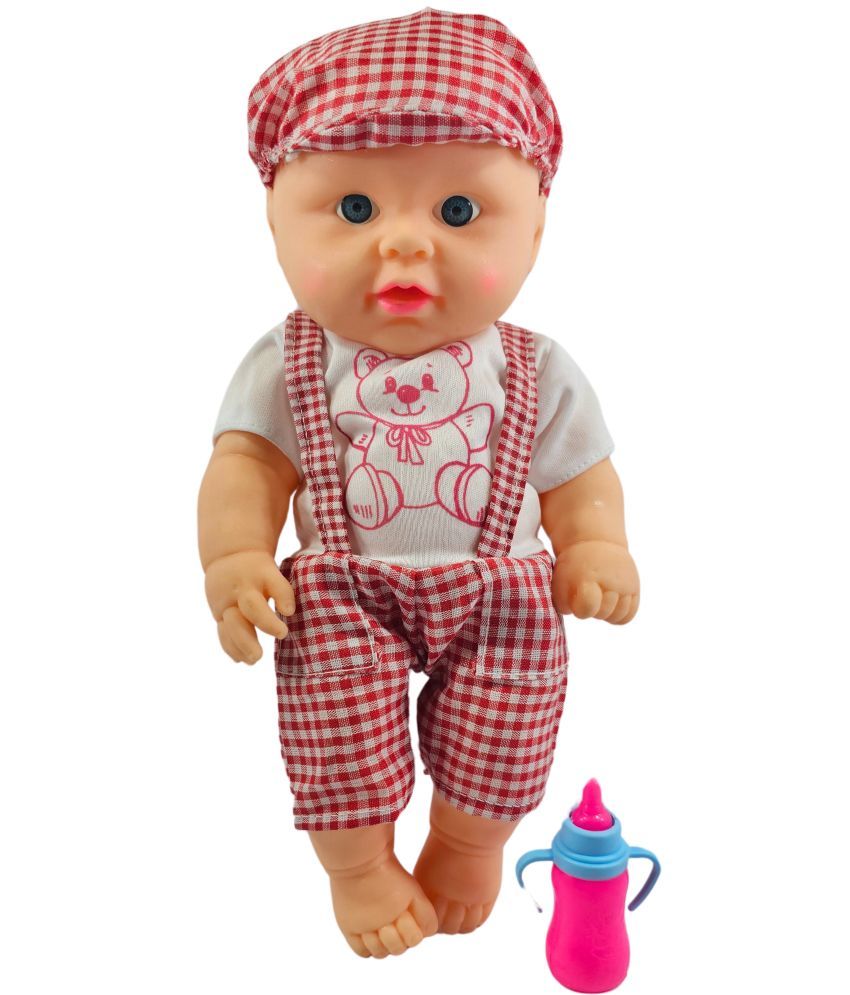     			Rubber Doll for Kids Dress Golu baba Doll for Kids Movable Arms with Milk Bottle