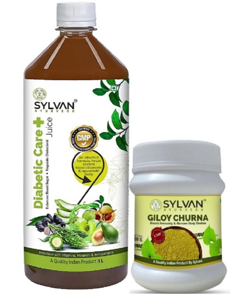     			SYLVAN AYURVEDA DIABETIC CARE PRO JUICE 1L & GILOY IMMUNITY BOOSTER CHURNA POWDER (2 x 500 ml)