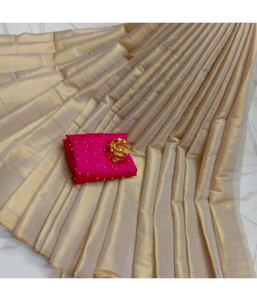     			Shree Gullak Silk Pack of 1 Art Silk Solid Saree With Stitched Blouse ( Cream )