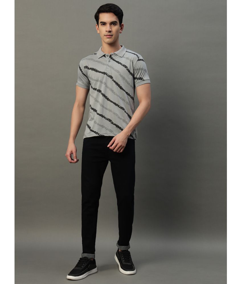     			Simple Solution Pack of 1 Cotton Blend Regular Fit Striped Half Sleeves Men's Polo T Shirt ( Grey )