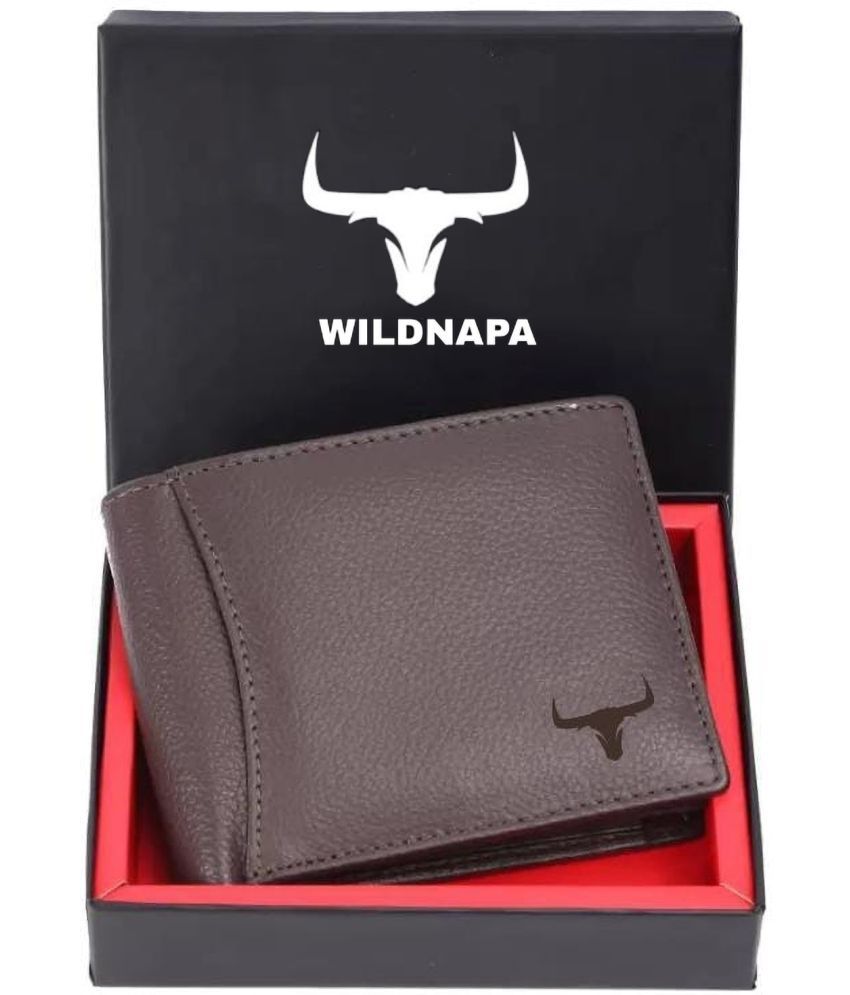     			WILDNAPA 100% Leather Solid Men's Regular Wallet With 8 Slots For Card ( Brown , Pack of 1 )