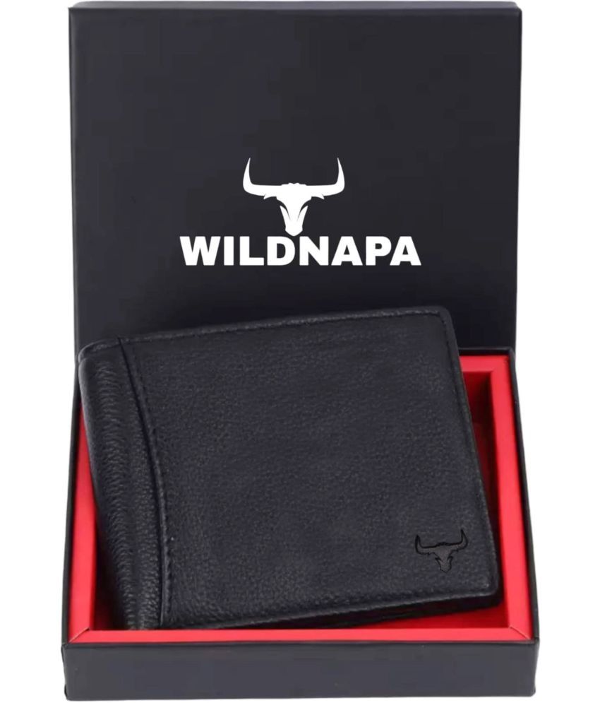     			WILDNAPA 100% Leather Solid Men's Regular Wallet With 8 Slots For Card ( Black , Pack of 1 )