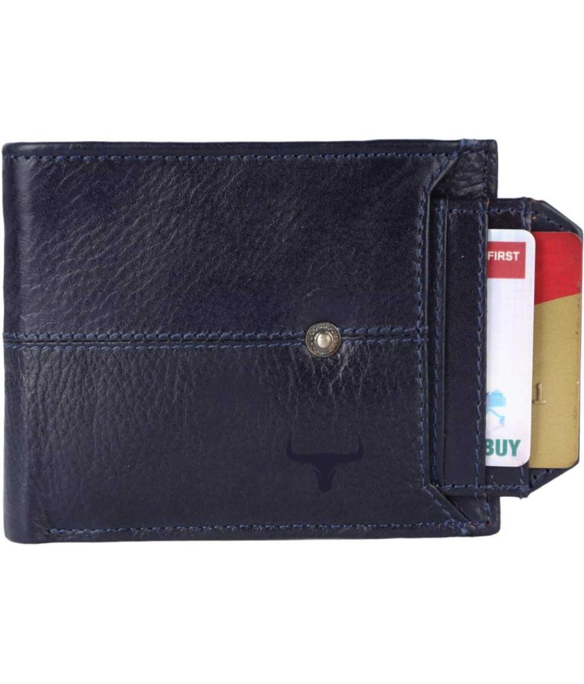     			WILDNAPA 100% Leather Solid Men's Regular Wallet With More Than 10 Slots For Card ( Blue , Pack of 1 )