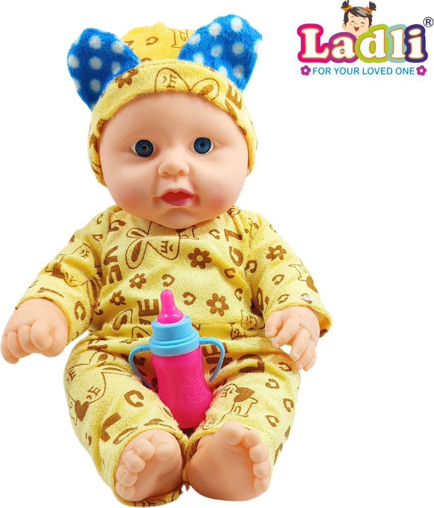     			Washable & Stuffed Doll with PVC Face/Soft Toy Yesllow Dress Doll for Kids