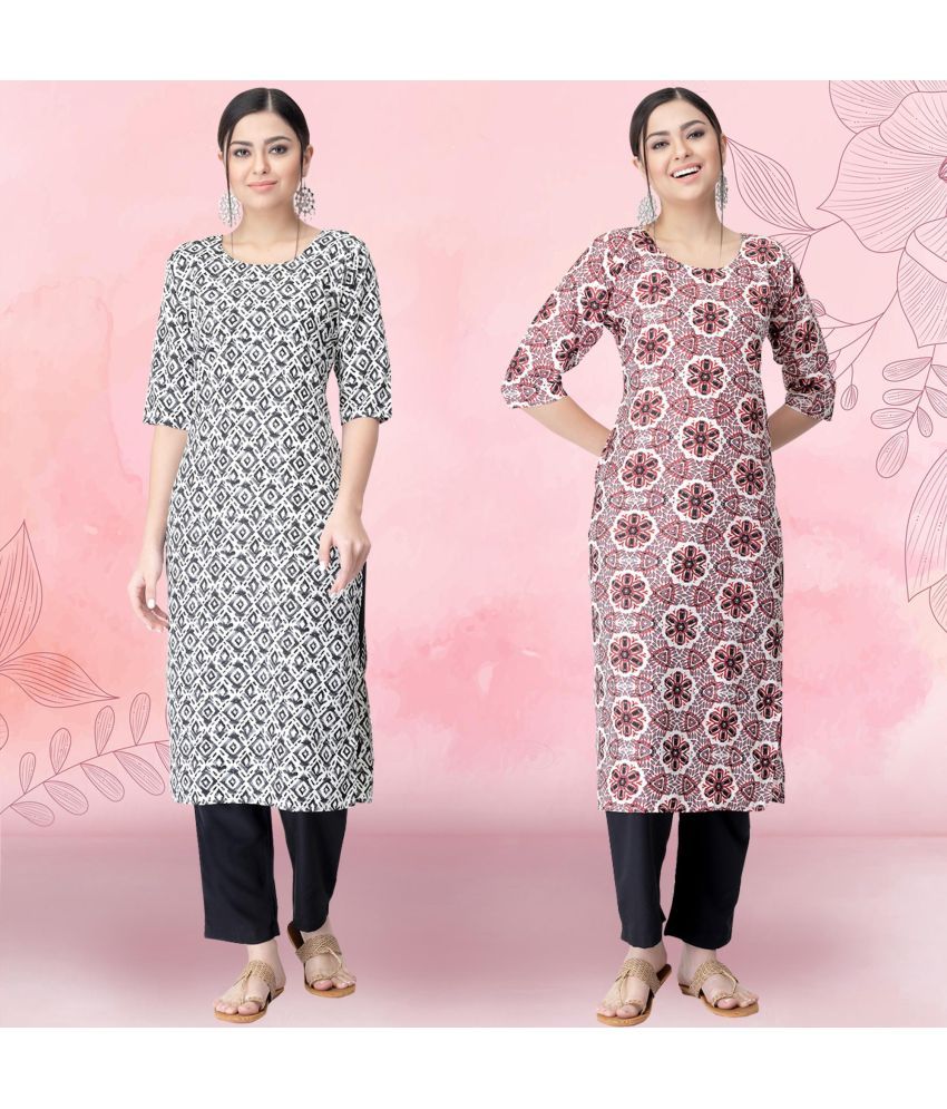     			1 Stop Fashion Crepe Printed Kurti With Pants Women's Stitched Salwar Suit - Pink ( Pack of 2 )