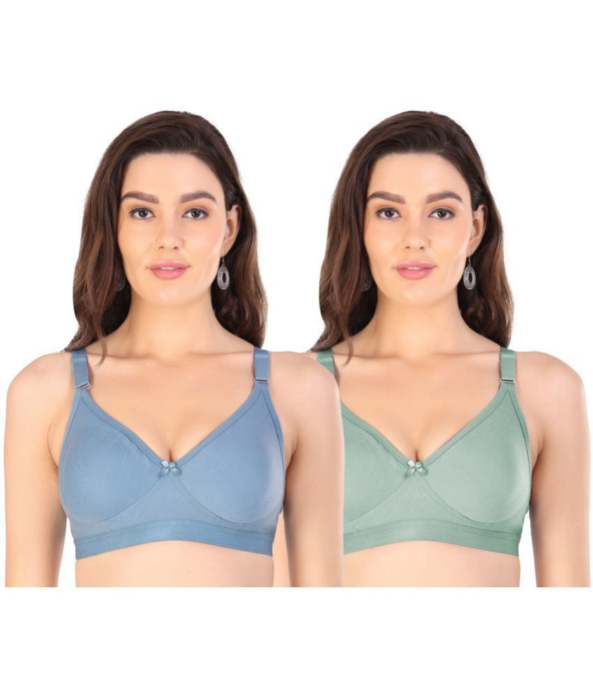     			Arc de Shapes Pack of 2 Cotton Blend Non Padded Everyday Bra For Women ( Multicolor )