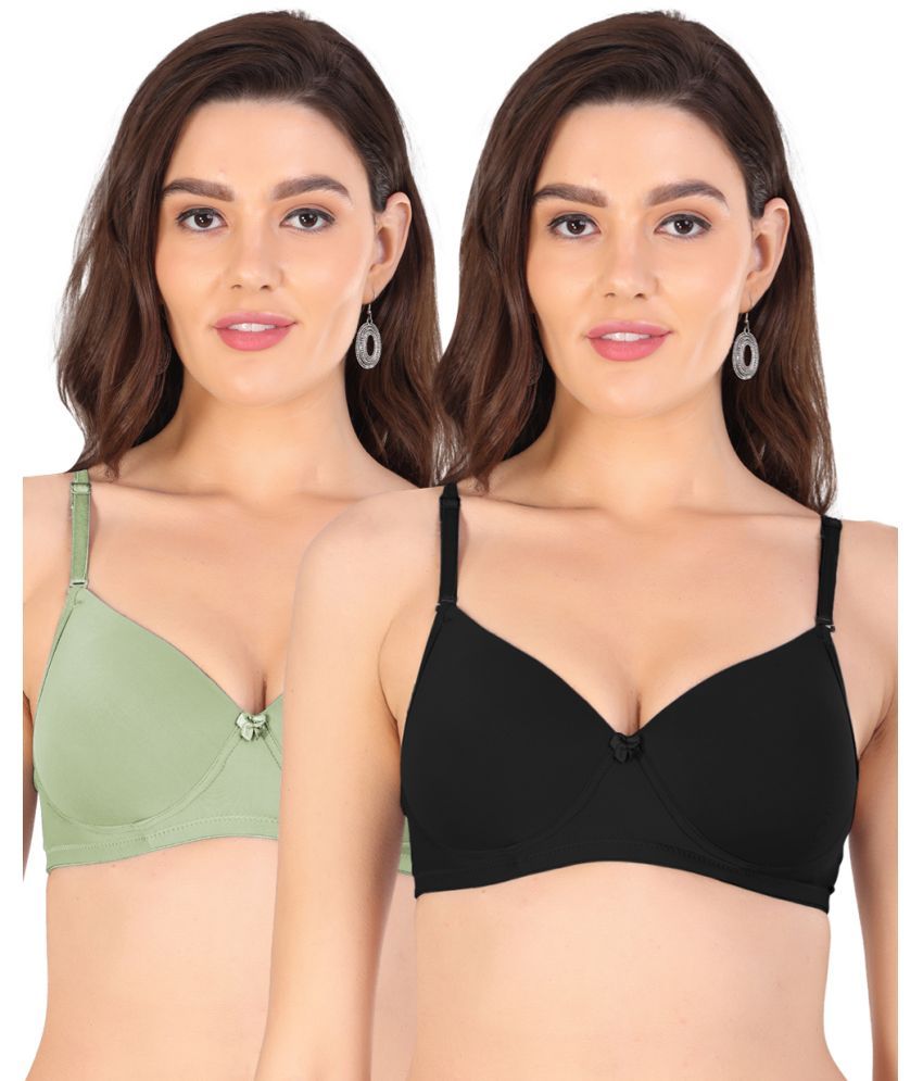     			Arc de Shapes Pack of 2 Lycra Lightly Padded T-Shirt Bra For Women ( Multicolor )